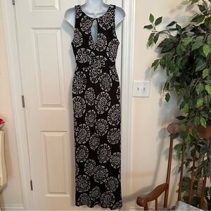 LOFT Black and White Patterned Maxi Dress